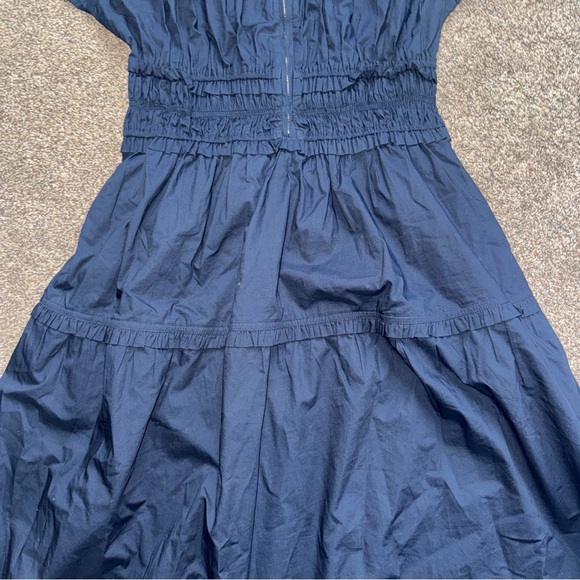 J.Crew Womens Large NWT Navy Blue Long Dress Zipper Front Cinched Top - Picture 3 of 10